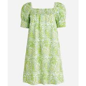 SZ Blockprints™ X J.Crew Squareneck Puff-sleeve Mini Dress in Citrus Paisley XS
